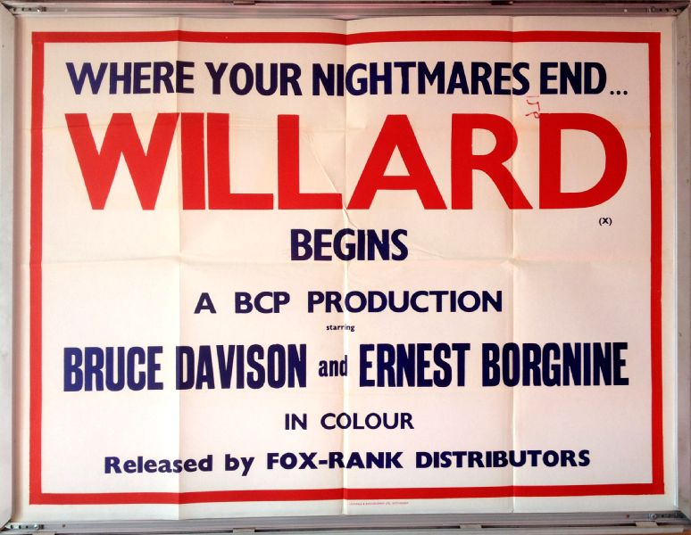Cinema Poster: WILLARD 1971 (Quad) Bruce Davison Elsa Lanchester Sondra Locke 