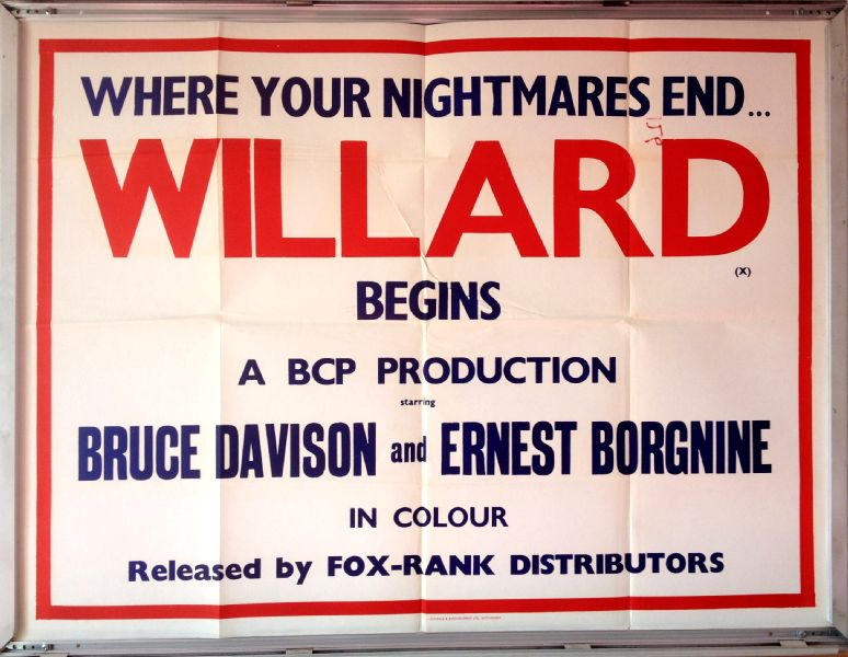 Cinema Poster: WILLARD 1971 (Quad) Bruce Davison Elsa Lanchester Sondra Locke Cinema Poster: WILLARD 1971 (Quad) Bruce Davison Elsa Lanchester Sondra Locke