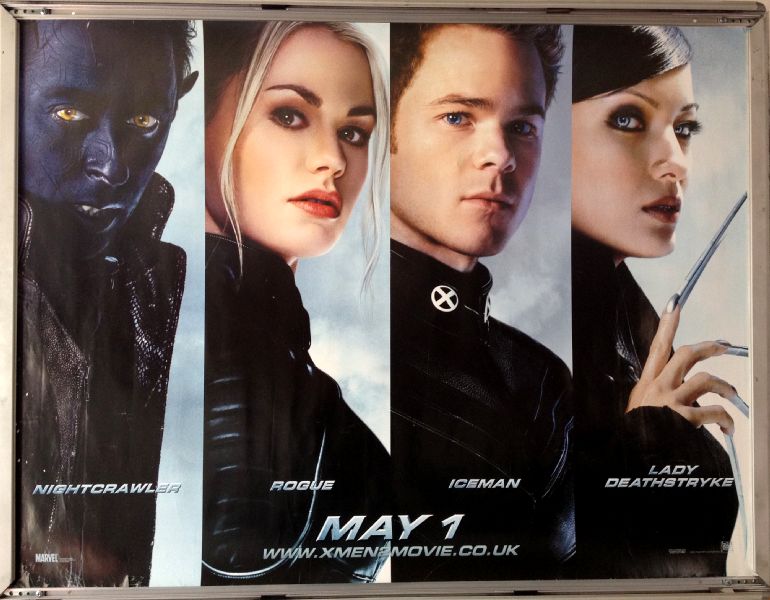 Cinema Poster: X MEN 2 2003 (Nightcrawler Rogue Iceman Quad) Hugh Jackman Cinema Poster: X MEN 2 2003 (Nightcrawler Rogue Iceman Quad) Hugh Jackman
